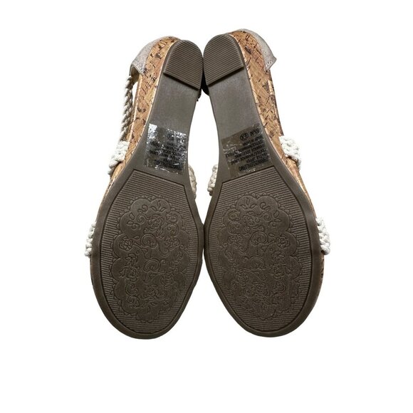 Jelly Pop Crochet Sandals Womens Size 5.5 Palermo Cork Sole Back Zipper Closure - Picture 8 of 9